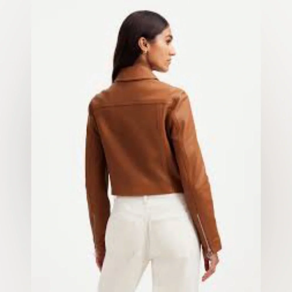 Madewell NWT shrunken zip-front leather jacket in cedar - Picture 2 of 11